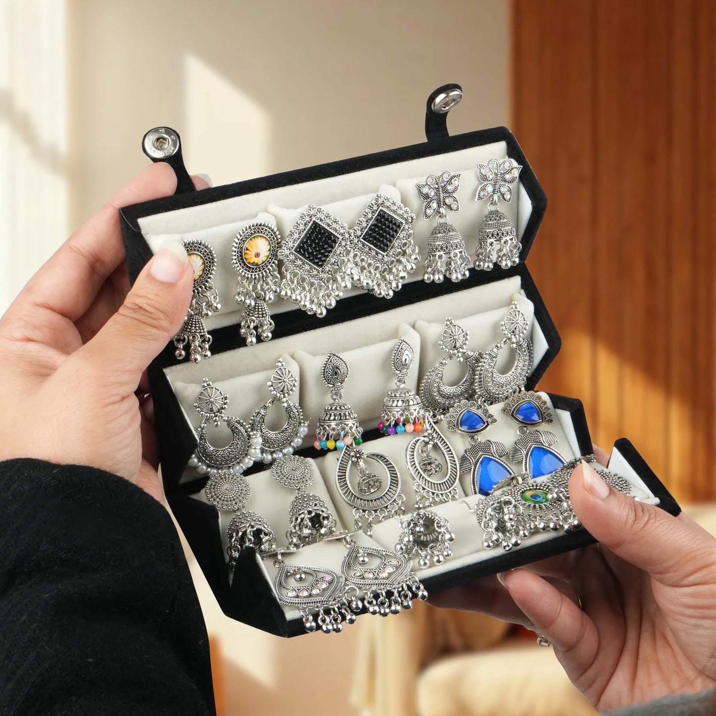 Oxidized Silver Traditional Earrings Combo Set for Women | Boho & Ethnic Jhumka Collection (12 Pairs) | Festive & Gift Wear Jewelry