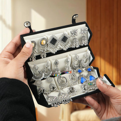 Oxidized Silver Traditional Earrings Combo Set for Women | Boho & Ethnic Jhumka Collection (12 Pairs) | Festive & Gift Wear Jewelry