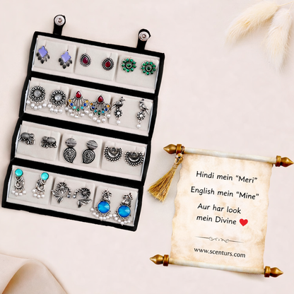 12 Pair Premium Oxidised Jhumka Combo Set for Women | Ethnic Silver Earrings Collection | Perfect Gift for Her