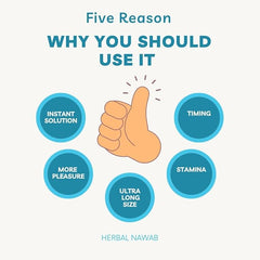 Five reasons why you should use a product, with a thumbs up icon and blue circles on a white background.
