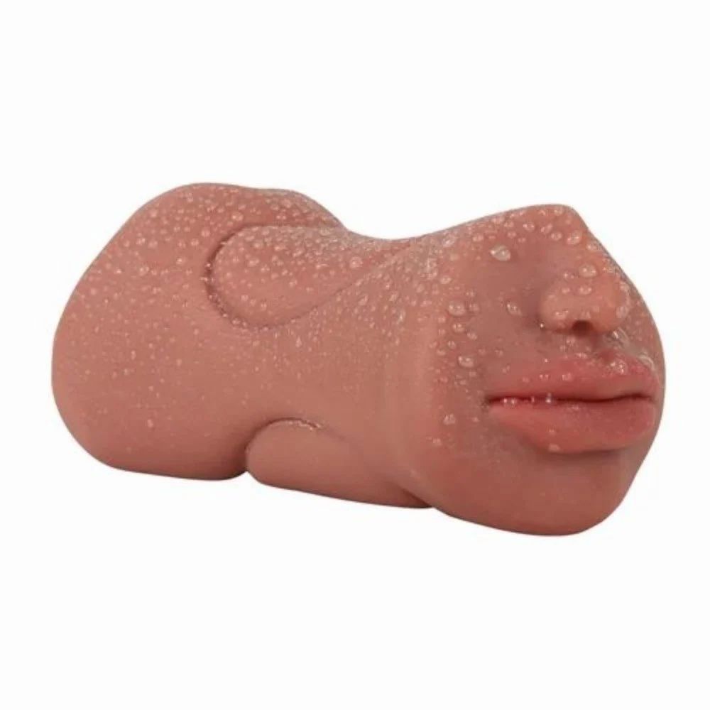 Men 2 In 1 Vagina Mouth Realistic Feel Massager, 6.5 Inch